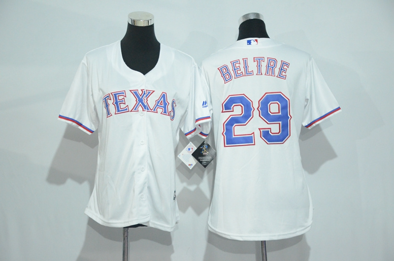 Womens 2017 MLB Texas Rangers #29 Beltre White Jerseys